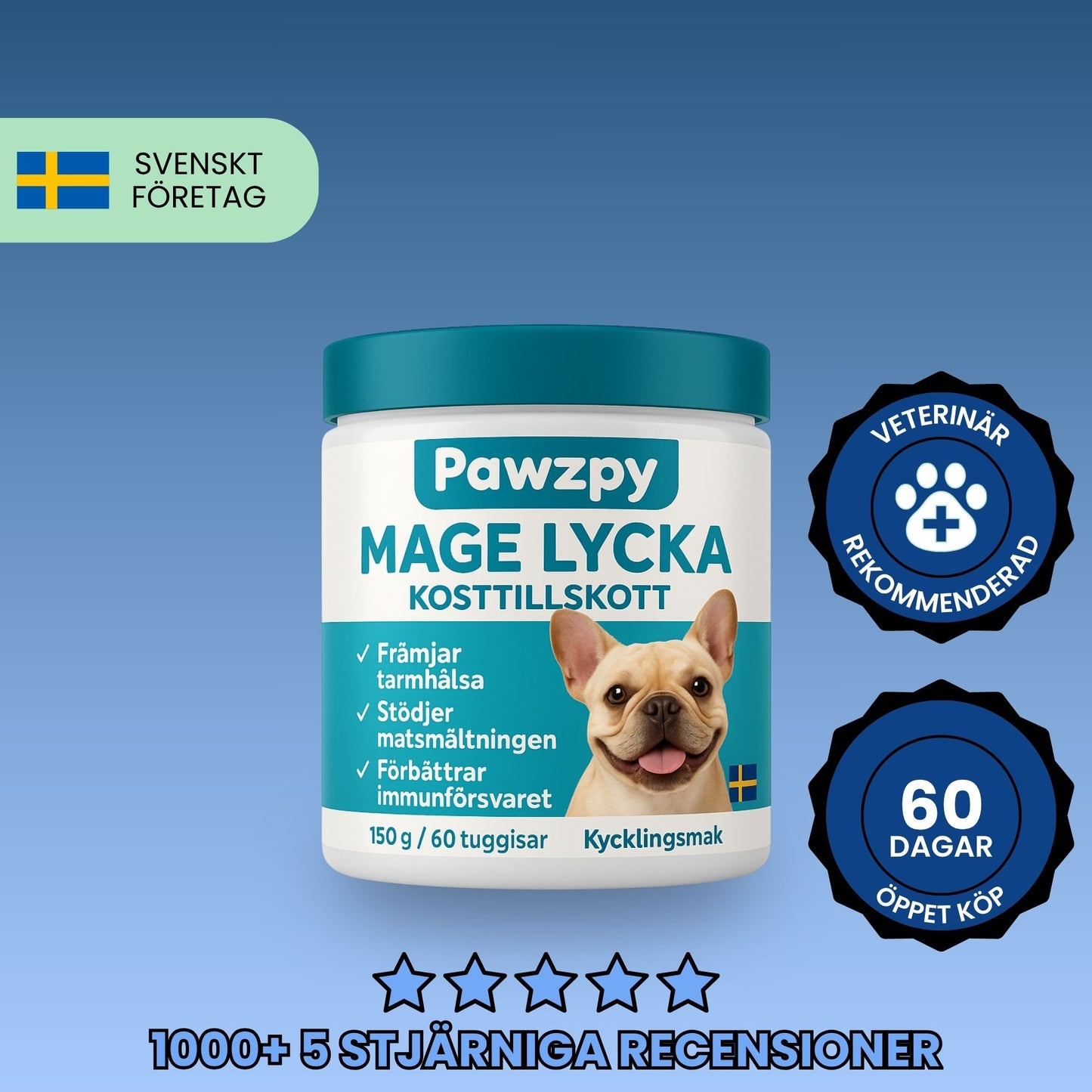 MageLycka - Probiotika tuggor för hundens mag-, hud-, & energiproblem